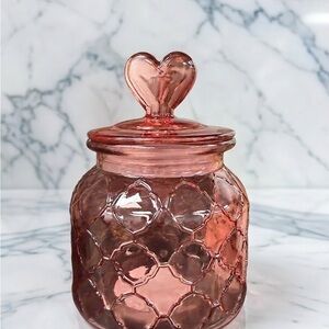 New Pink Heart Glass Jar